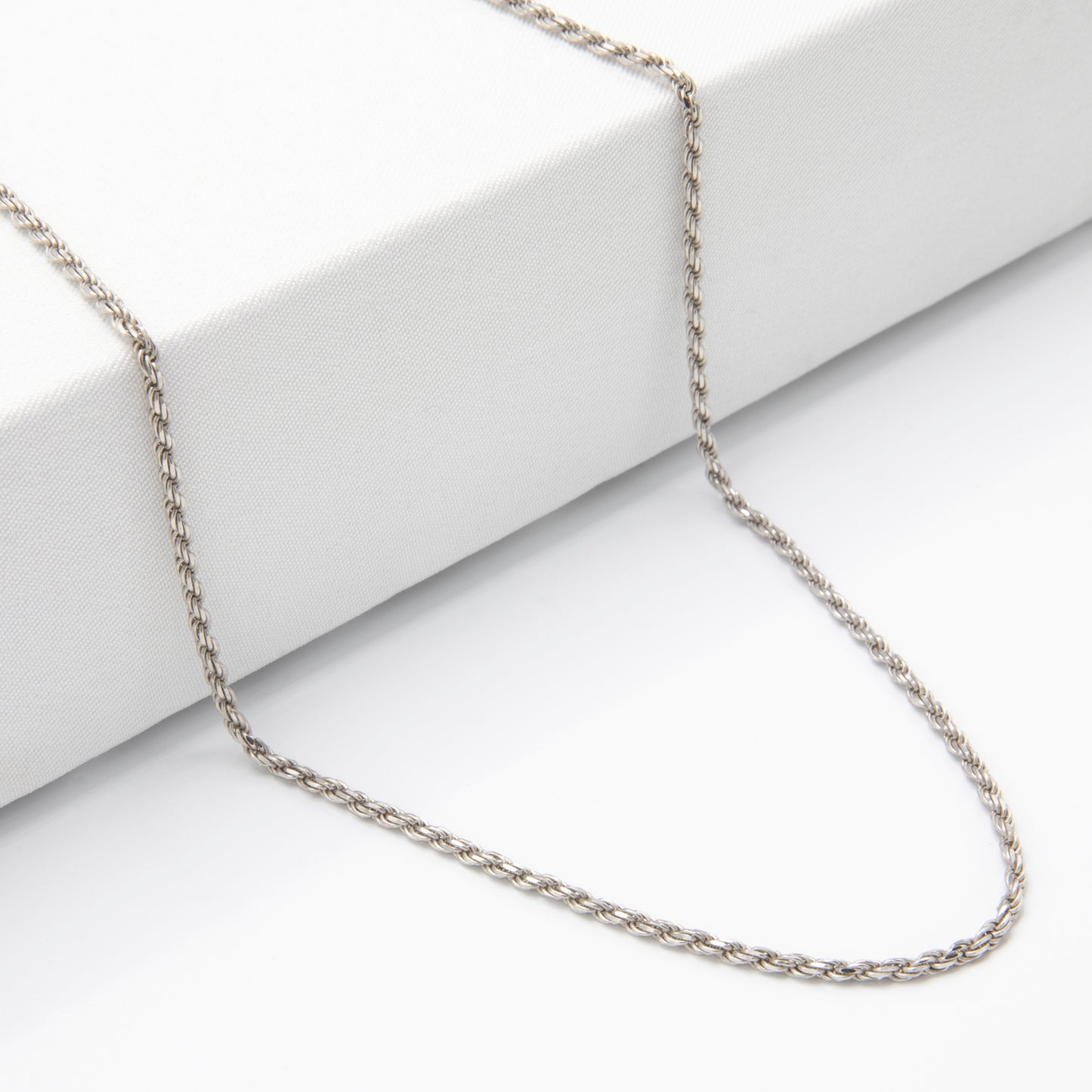 Rhodium-Plated 925 Sterling Silver Rope Chain