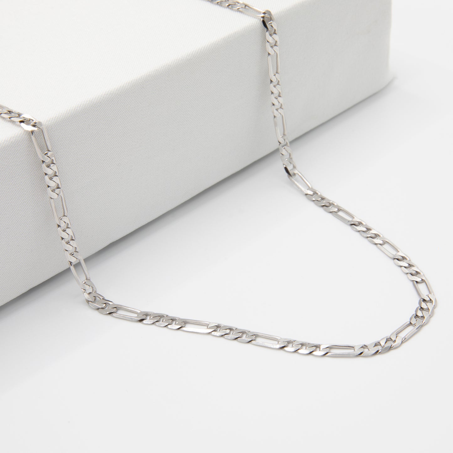 Rhodium-Plated 925 Sterling Silver Figaro Chain